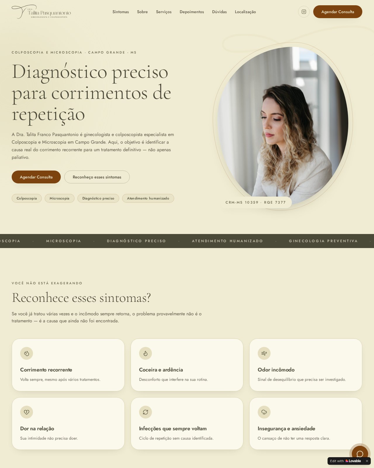 Ginecologista e Colposcopista — projeto Dra. Talita Pasquantonio